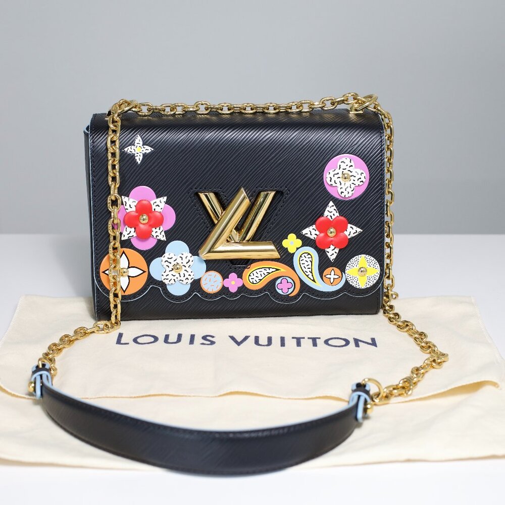 Louis Vuitton Limited Edition Black Epi Blooming Flowers Twist MM 2-Way Bag